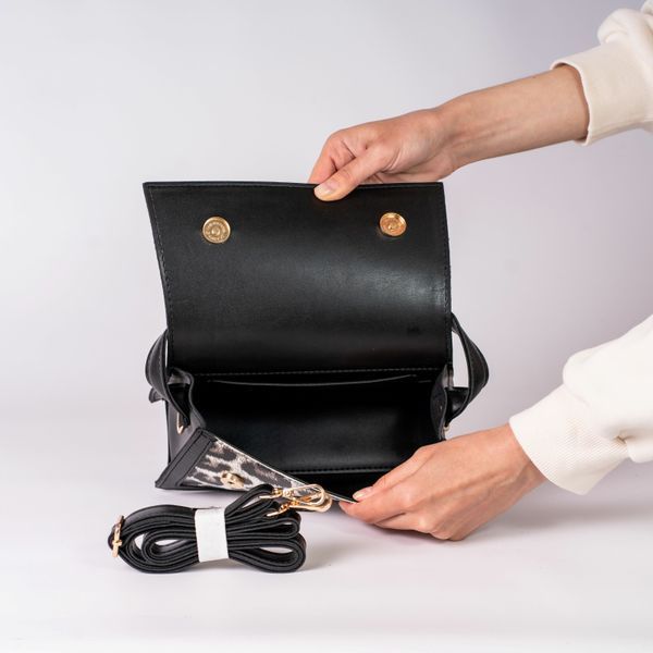Жіноча сумка крос-боді леопардова з ручкою і ремінцем через плече 36-24/2 36-24/2 фото